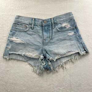 Y2K Abercrombie & Fitch Distressed Denim Shorts‎ Frayed Light Wash Grunge Boho